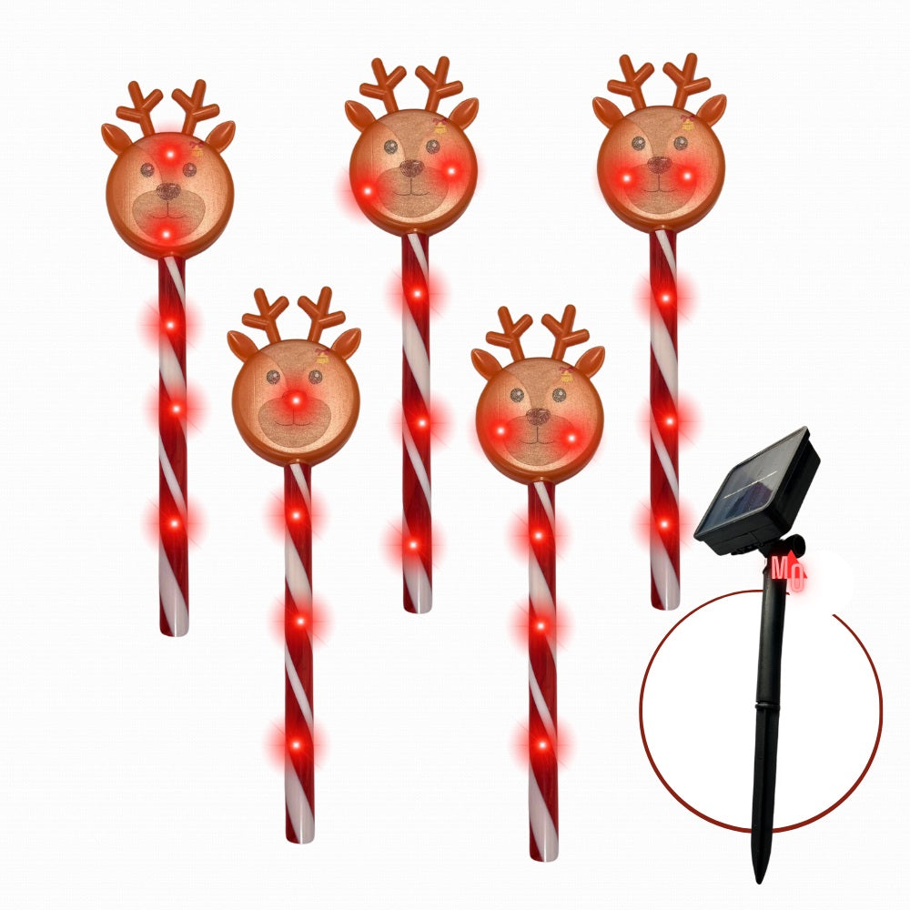 Bastones Navideño Led De Reno Solar