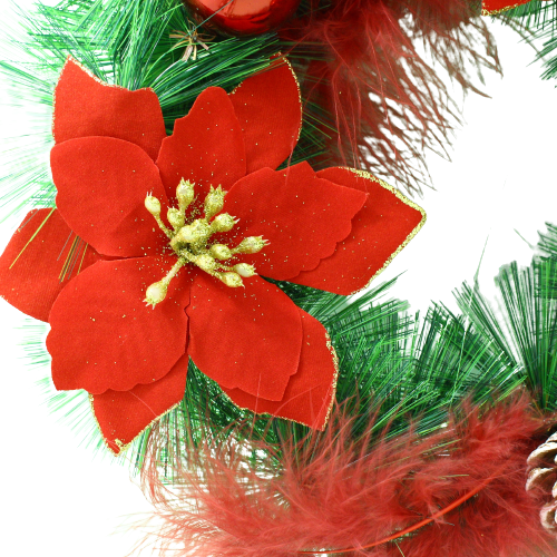 Corona navideña con flores