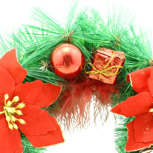 Corona navideña con flores