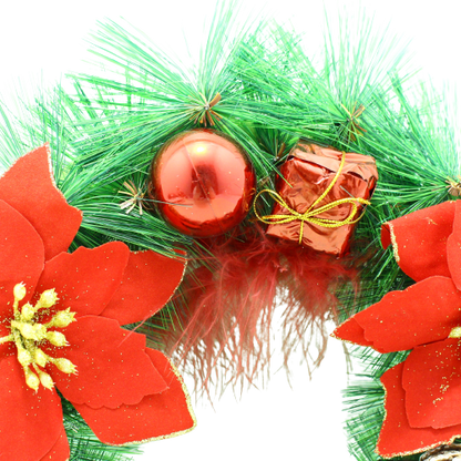 Corona navideña con flores