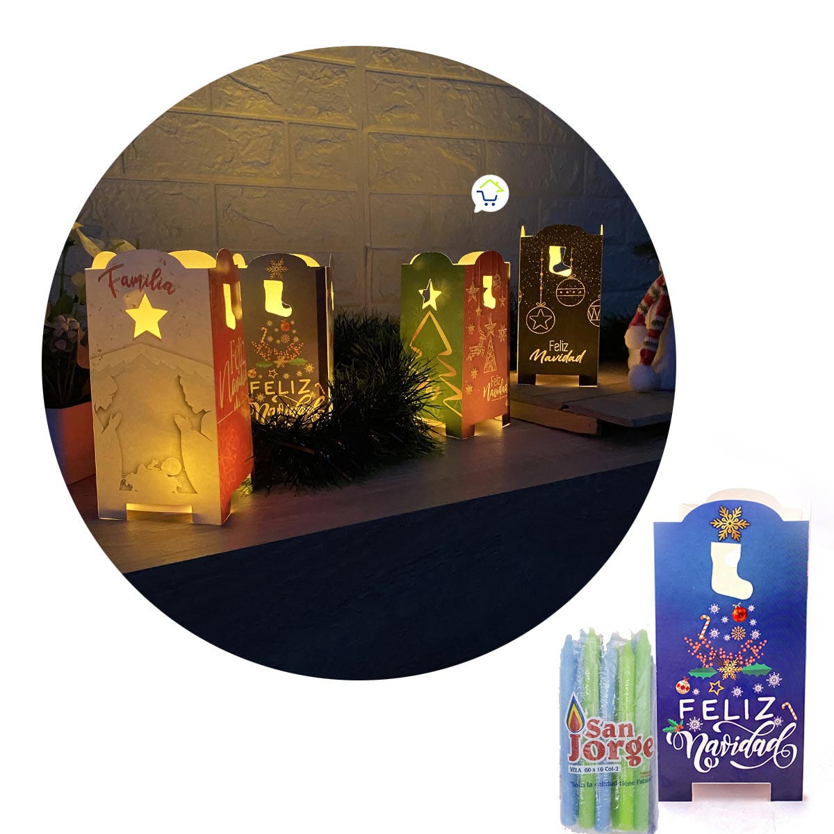 Faroles Navidad X10 Velas Farol NVX10