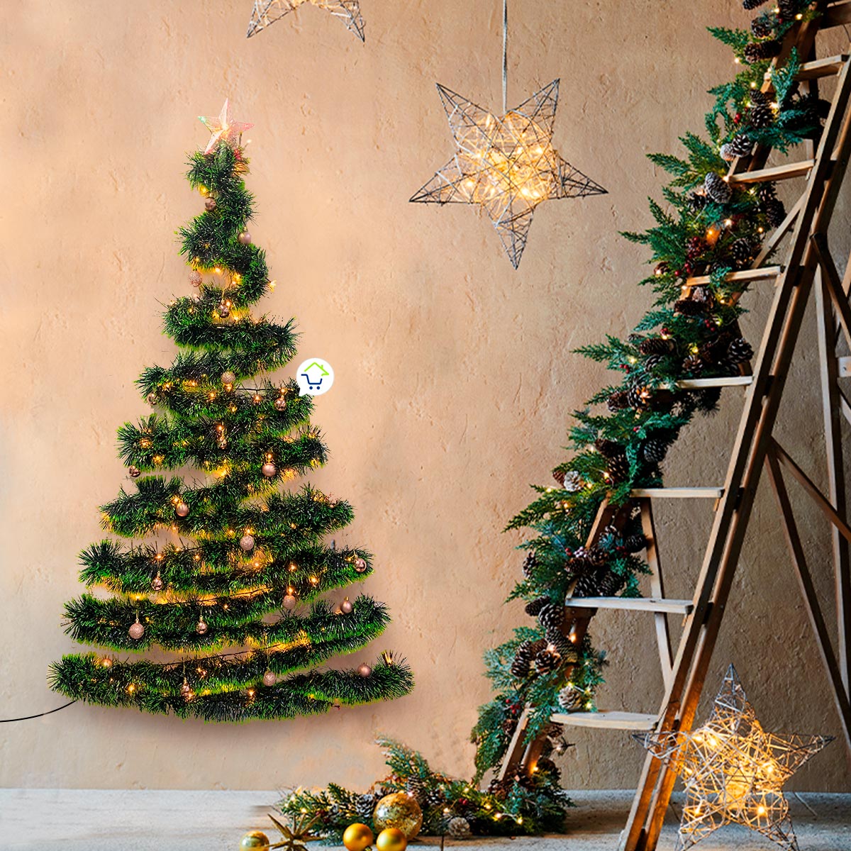 Arbol navidad de Pared + luces
