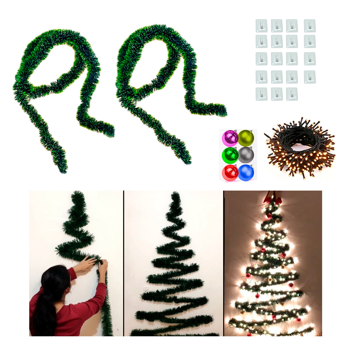 Arbol navidad de Pared + luces