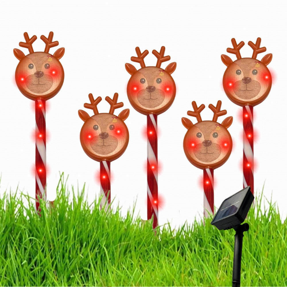 Bastones Navideño Led De Reno Solar