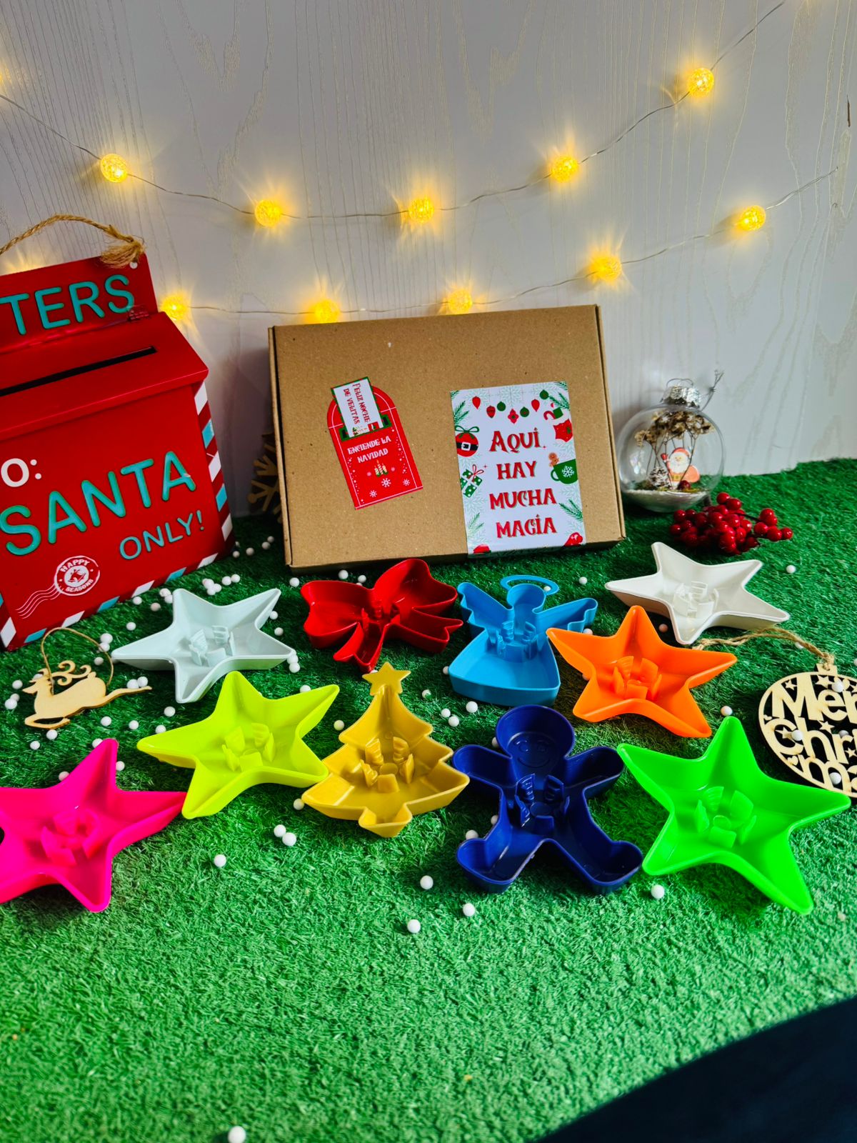 Velas marcadas con deseos y soportes