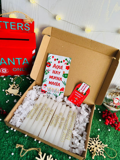 Velas marcadas con deseos y soportes