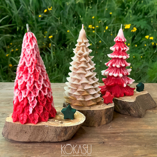 Velas Aromáticas Mini Arbolitos de Navidad x 3 unidades colores variados