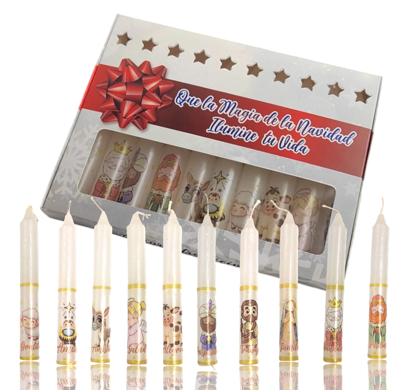 Vela Navideña Personalizada Deseos x 10 unidades