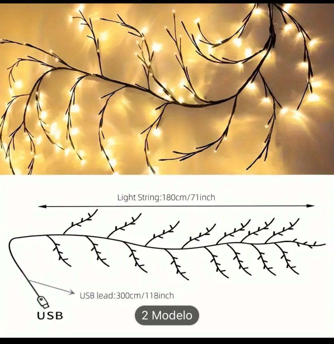 Guirnalda de luces navideñas rama