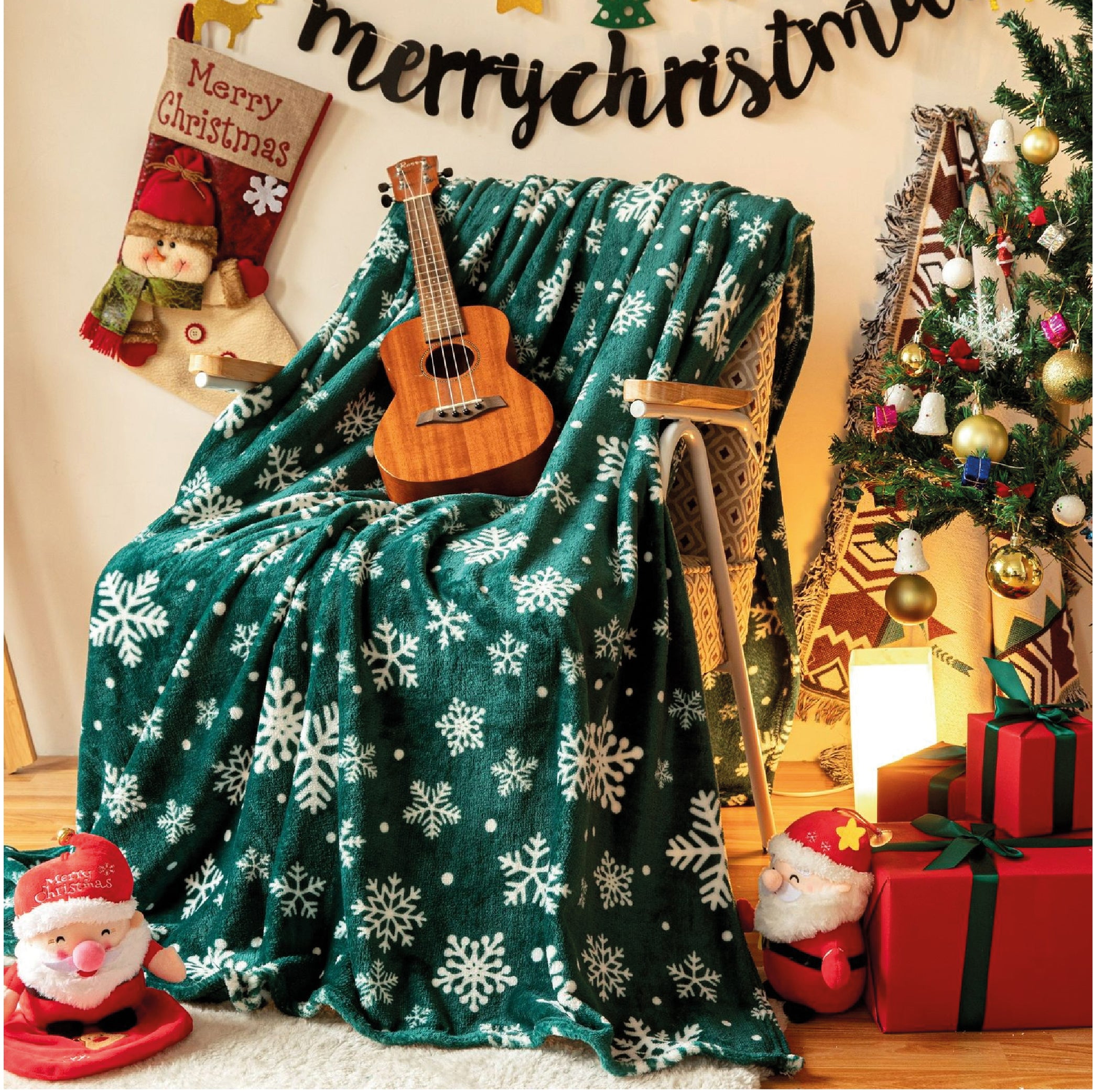 Cobija Christmas Verde 180cm x 200cm