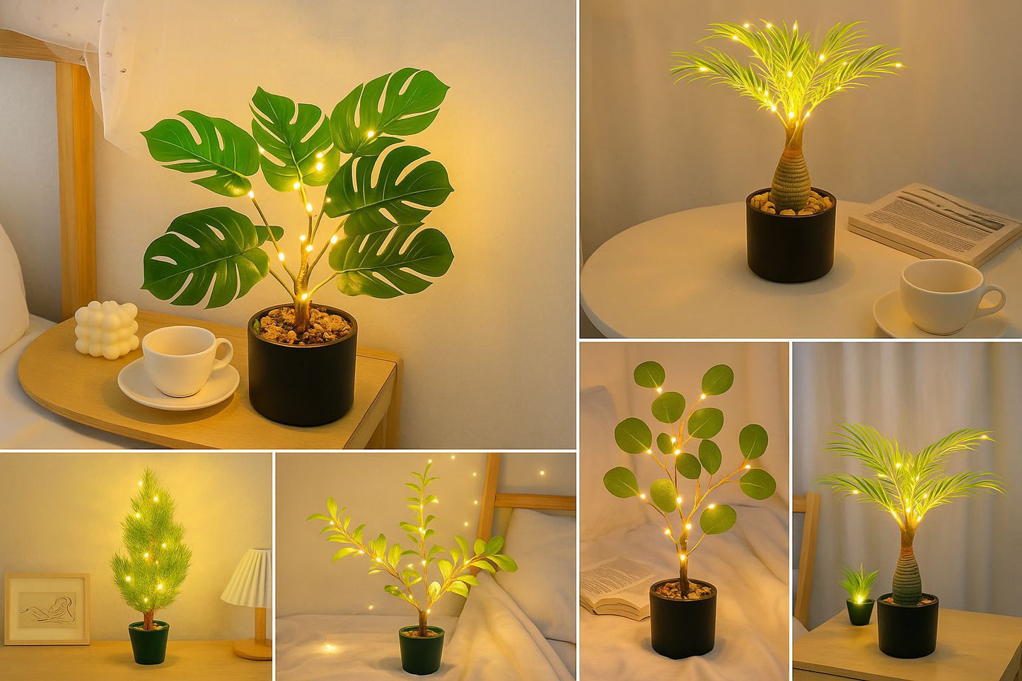 Arbol Decorativo LED de Mesa – Luz Cálida Estilo Aleatorio