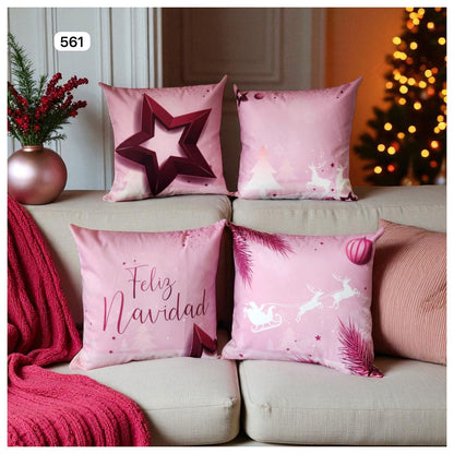 Cojines Navidad Set X 4 Incluye Relleno