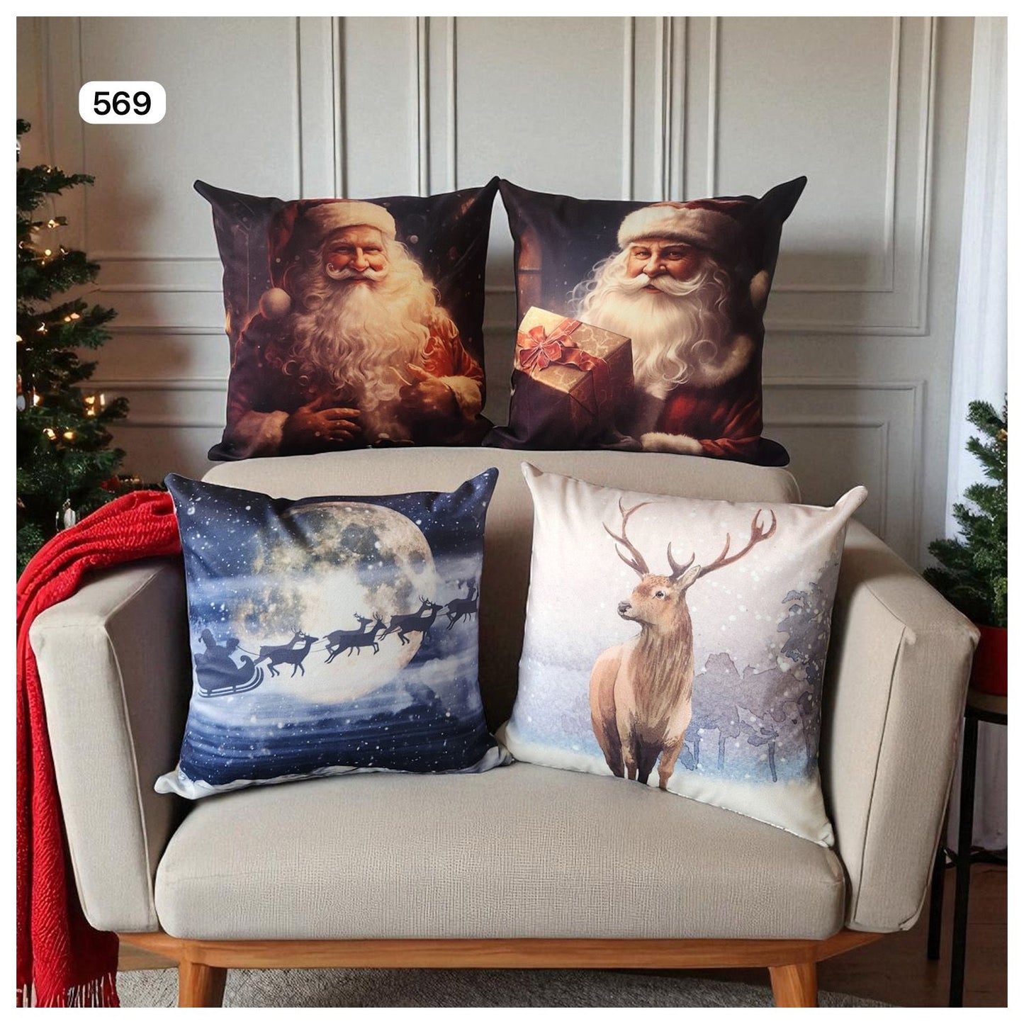 Cojines Navidad Set X 4 Incluye Relleno