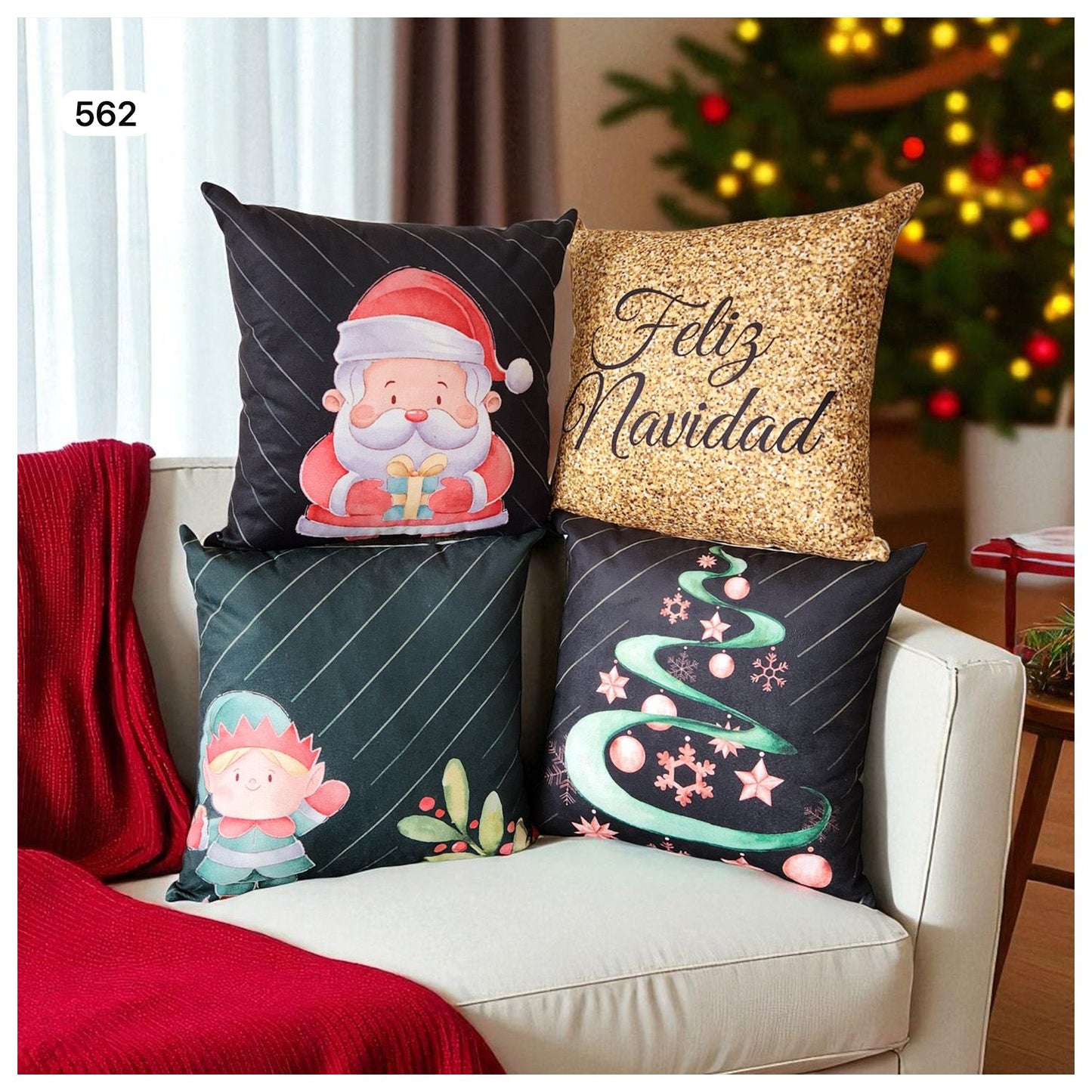 Cojines Navidad Set X 4 Incluye Relleno