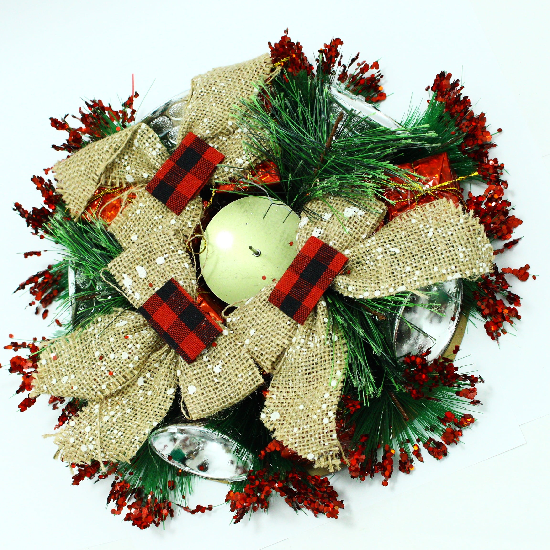 Centro de mesa navideño con vela 23cm